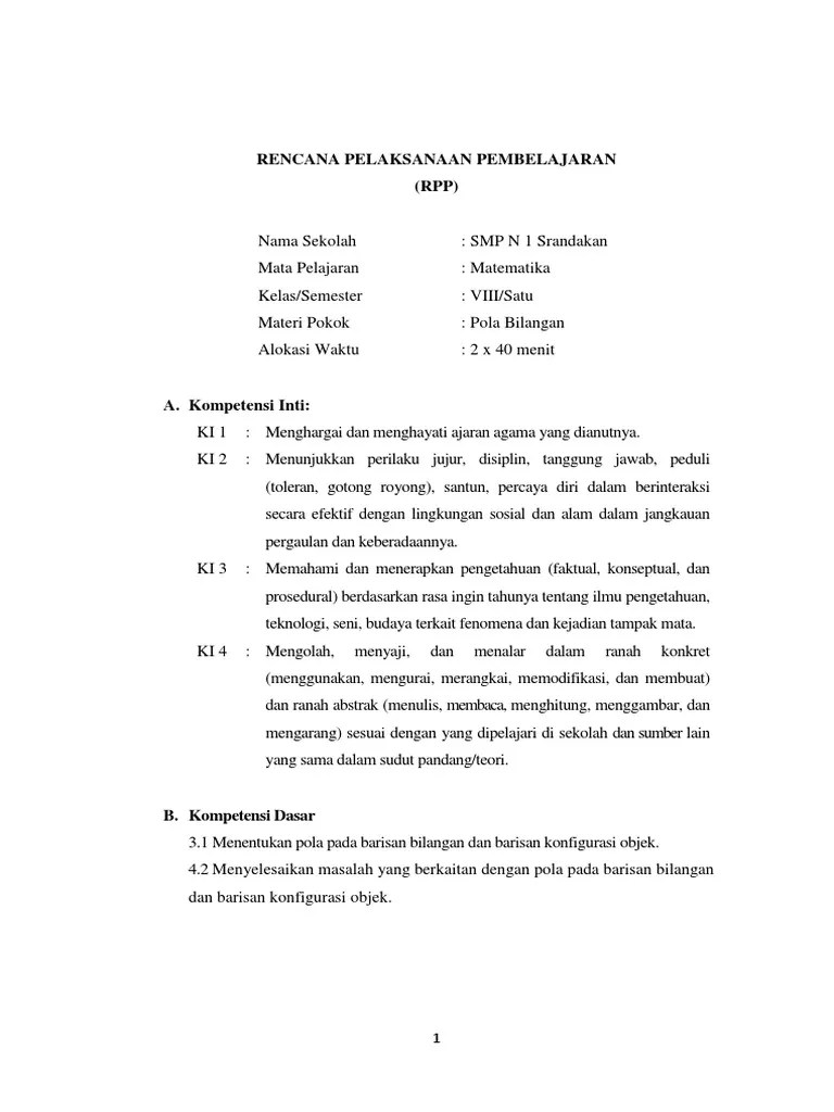 Lks Matematika Kelas 8 Semester 1 Kurikulum 2013 Pola Bilangan - Seputar  Kelas
