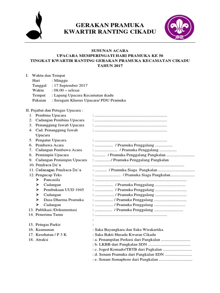 Susunan-Upacara-HUT-PRAMUKA KE 56 2017 | PDF