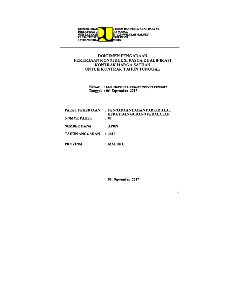 Pengadaan Lahan Parkir Alat Berat Dan Gudang Peralatan (Repaired) Dari Mike  | PDF