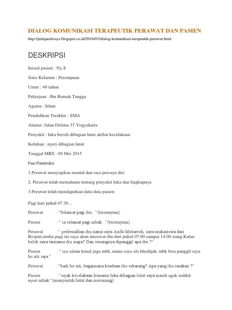 Contoh Dialog Komunikasi Perawat Dengan Perawat – Berbagai Contoh