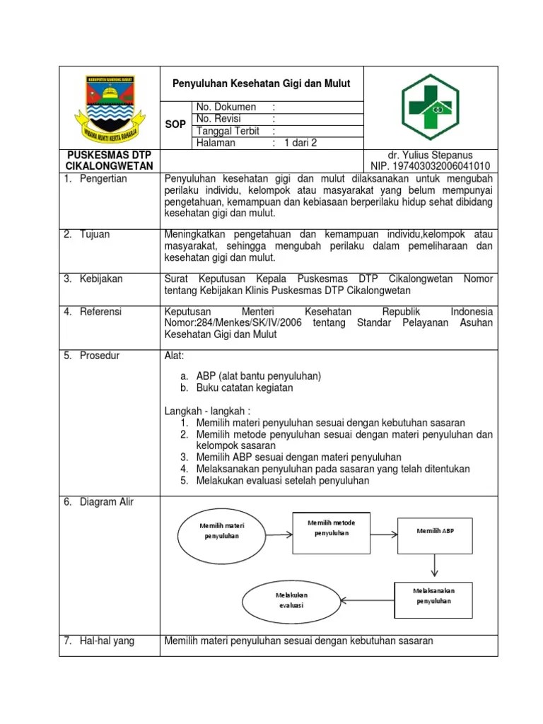 SOP Penyuluhan Kesehatan Gigi Dan Mulut | PDF