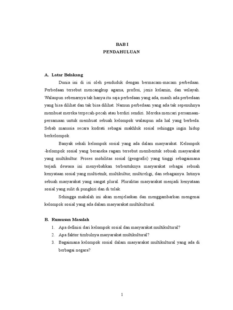 Makalah Kelompok Sosial Dalam Masyarakat Multikultural | PDF