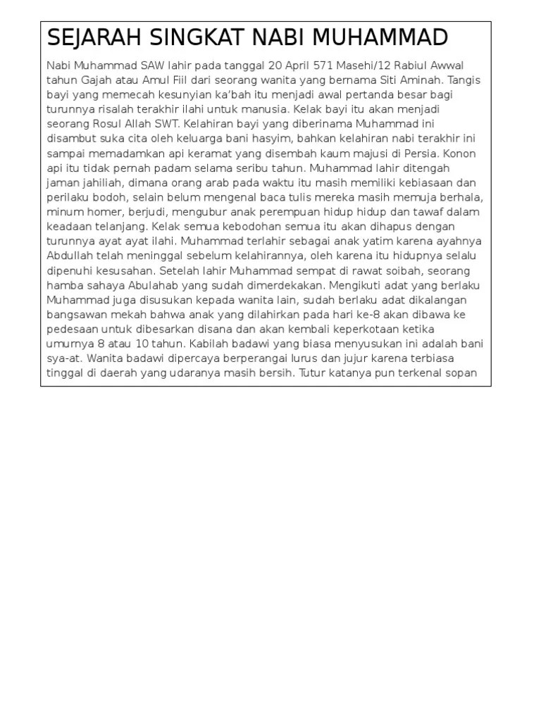 Sejarah Singkat Tentang Nabi Muhammad Saw - Seputar Sejarah