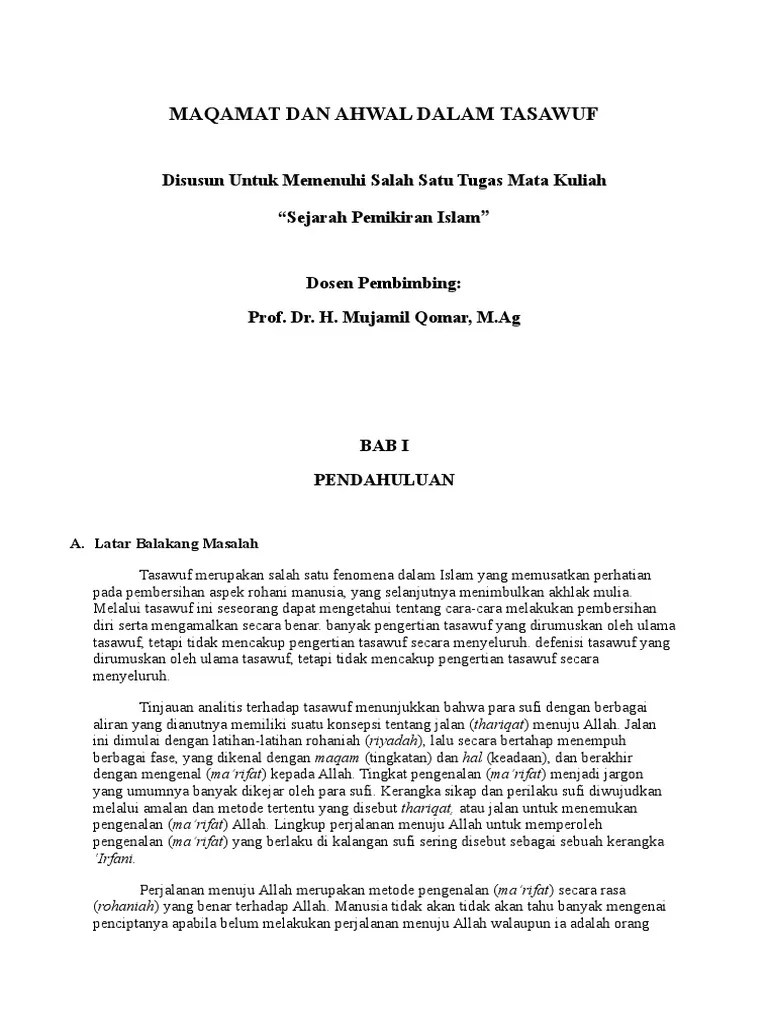 Maqamat Dan Ahwal Dalam Tasawuf | PDF