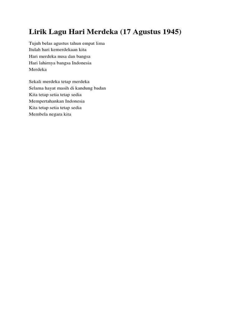 Lirik Lagu Hari Merdeka | PDF