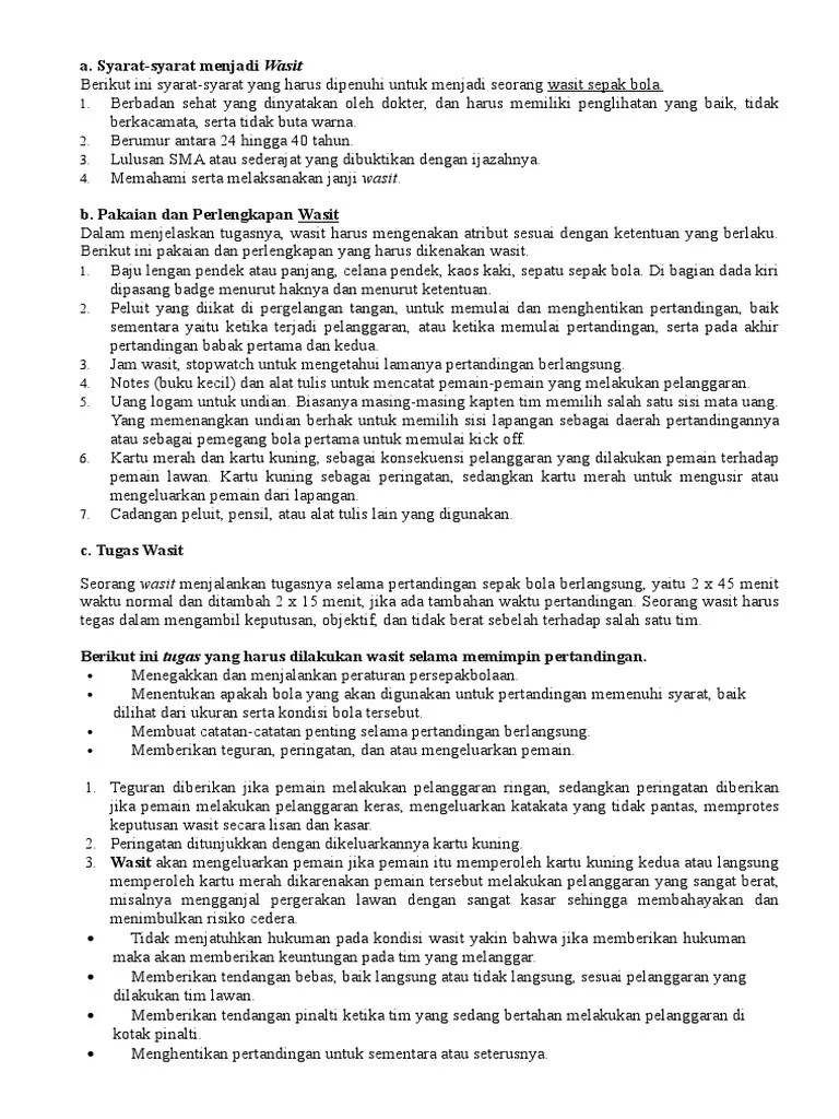 Peraturan Wasit | PDF