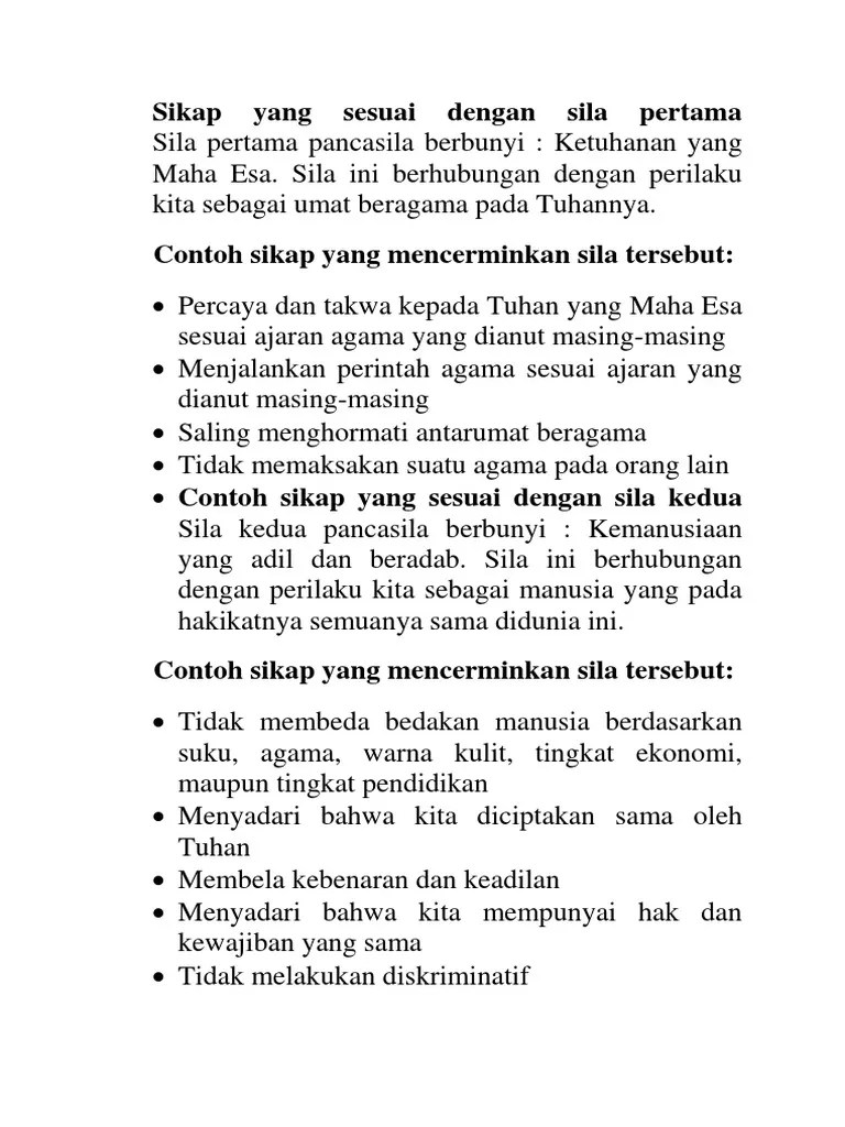 Sikap Yang Sesuai Dengan Sila Pertama | PDF