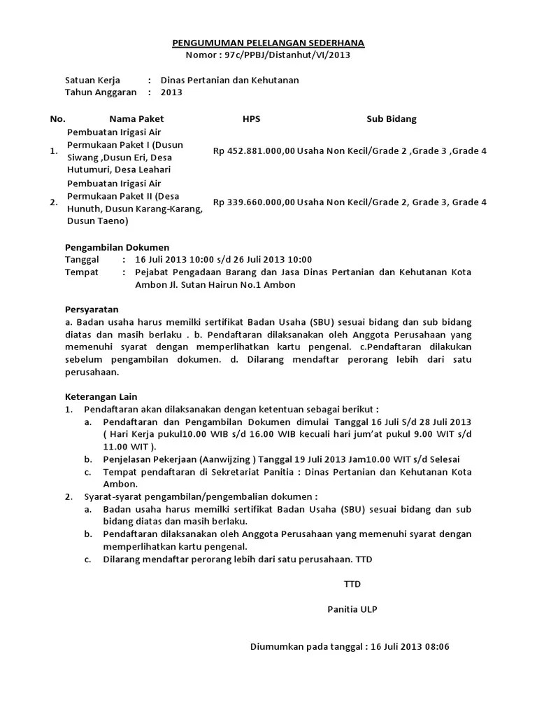 Surat Tugas Dan Pengumuman 01 | PDF