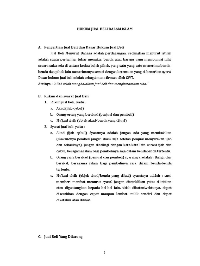 Makalah Jual Beli Dalam Islam | PDF