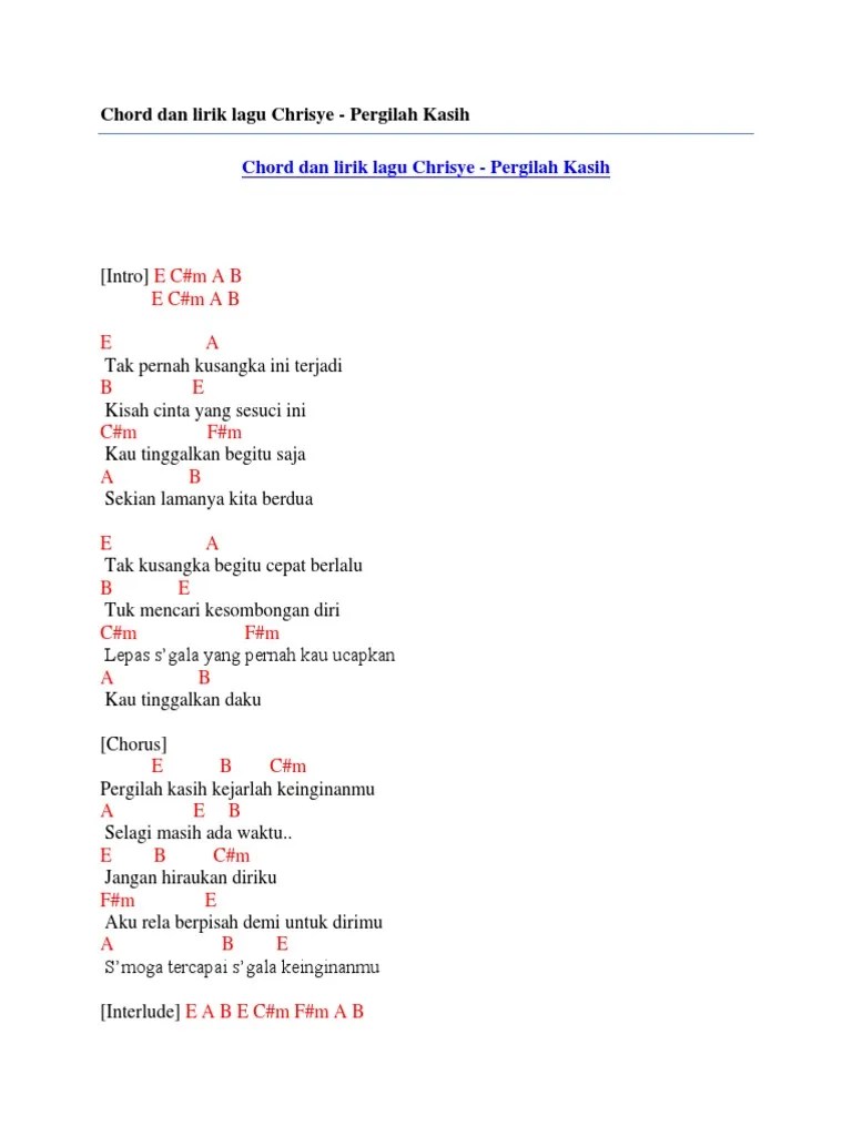 Chord Dan Lirik Lagu Chrisye - Pergilah Kasih | PDF