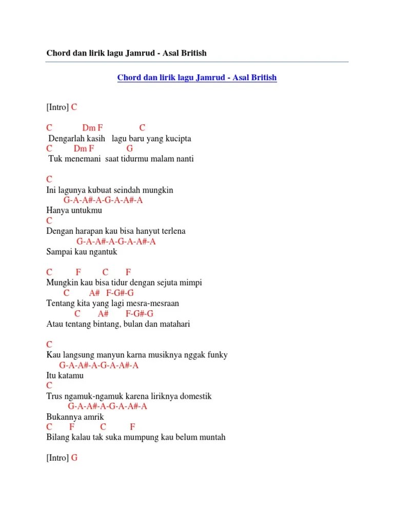 Chord Dan Lirik Lagu Jamrud - Asal British | PDF