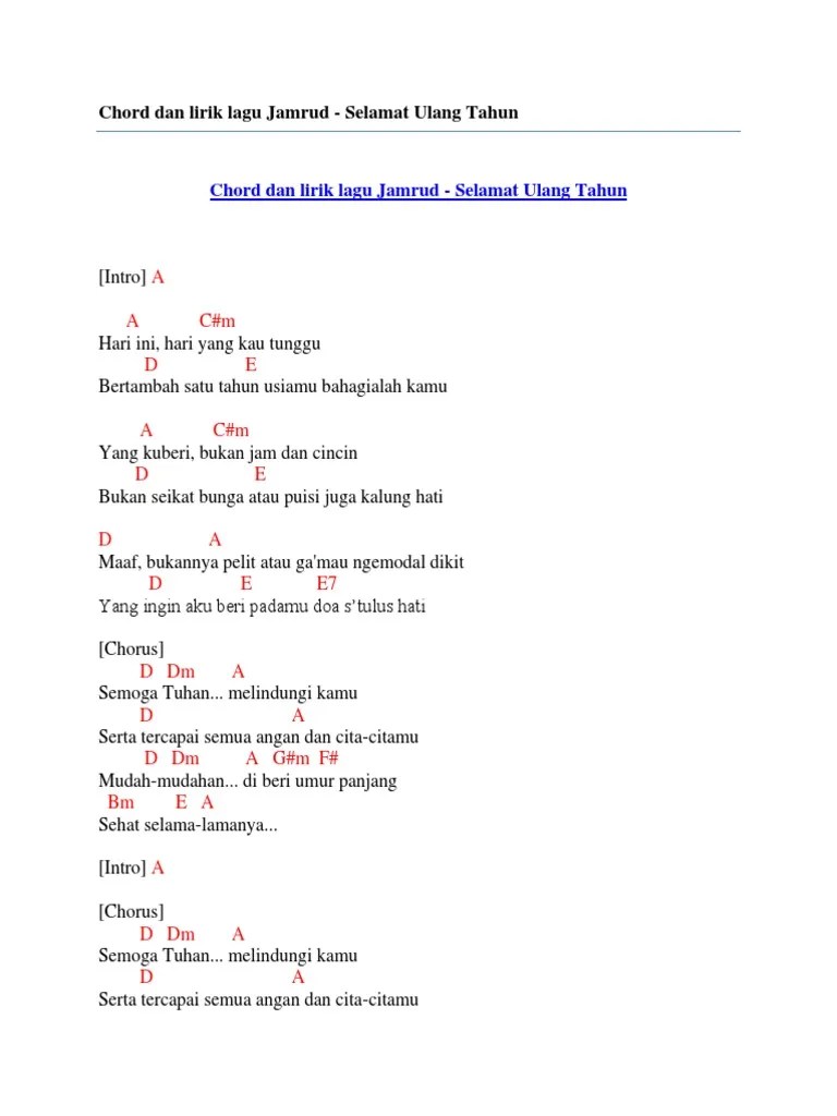 Kunci Gitar Lagu Selamat Ulang Tahun