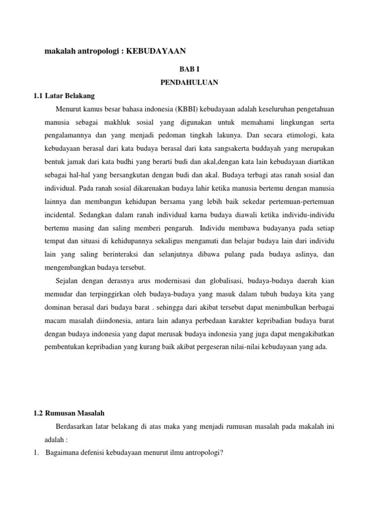Maklah Kebudayaan Dalam Antropologi | PDF
