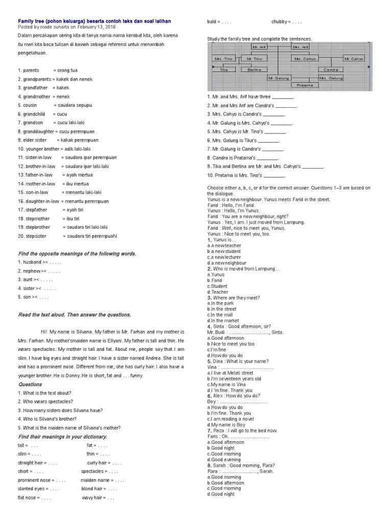 Soal Family Tree – Beinyu.com
