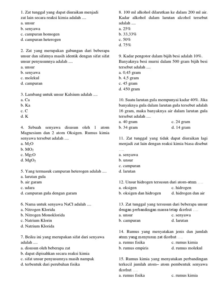 IPA KELAS 7 BAB Unsur, Senyawa, Dan Campuran | PDF
