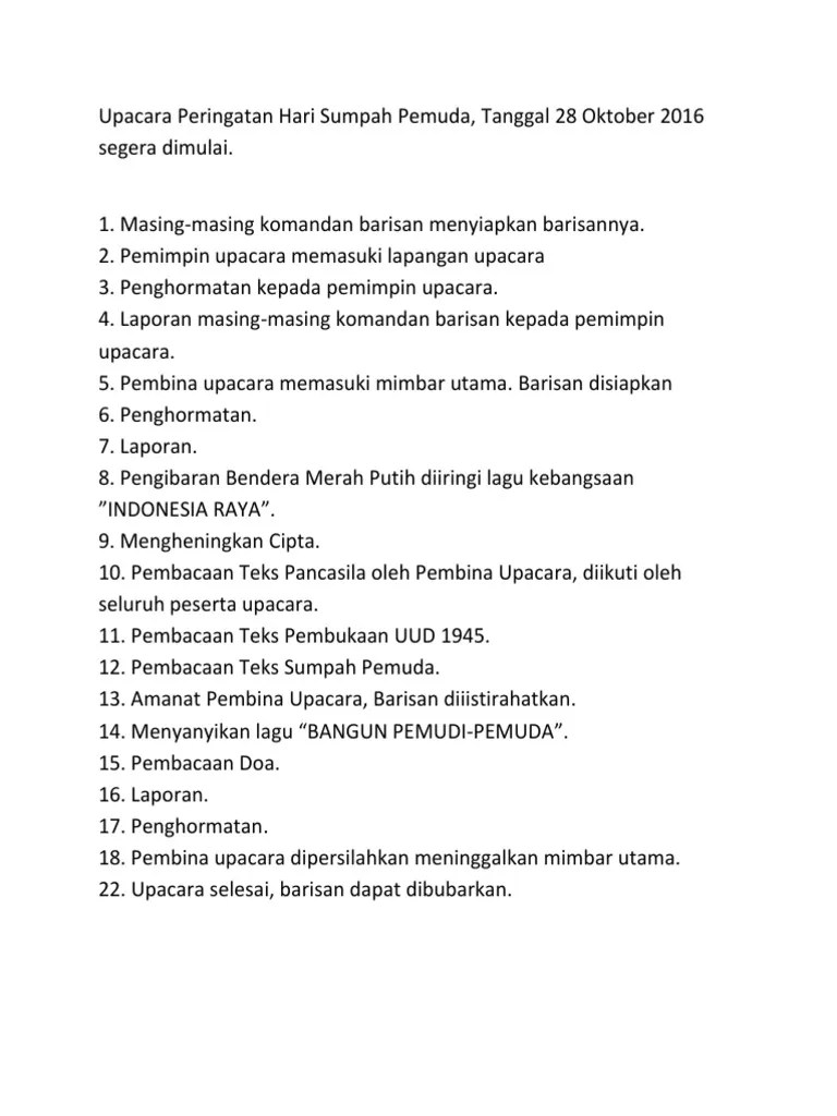 Susunan Upacara Sumpah Pemuda | PDF