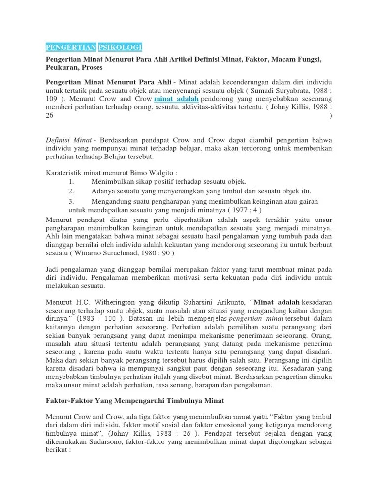 Pengertian Minat | PDF