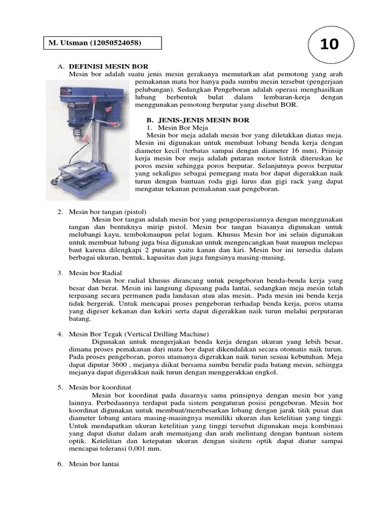 Perawatan Mesin Bor Duduk | PDF