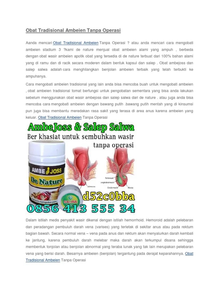 Obat Tradisional Ambeien Tanpa Operasi | PDF