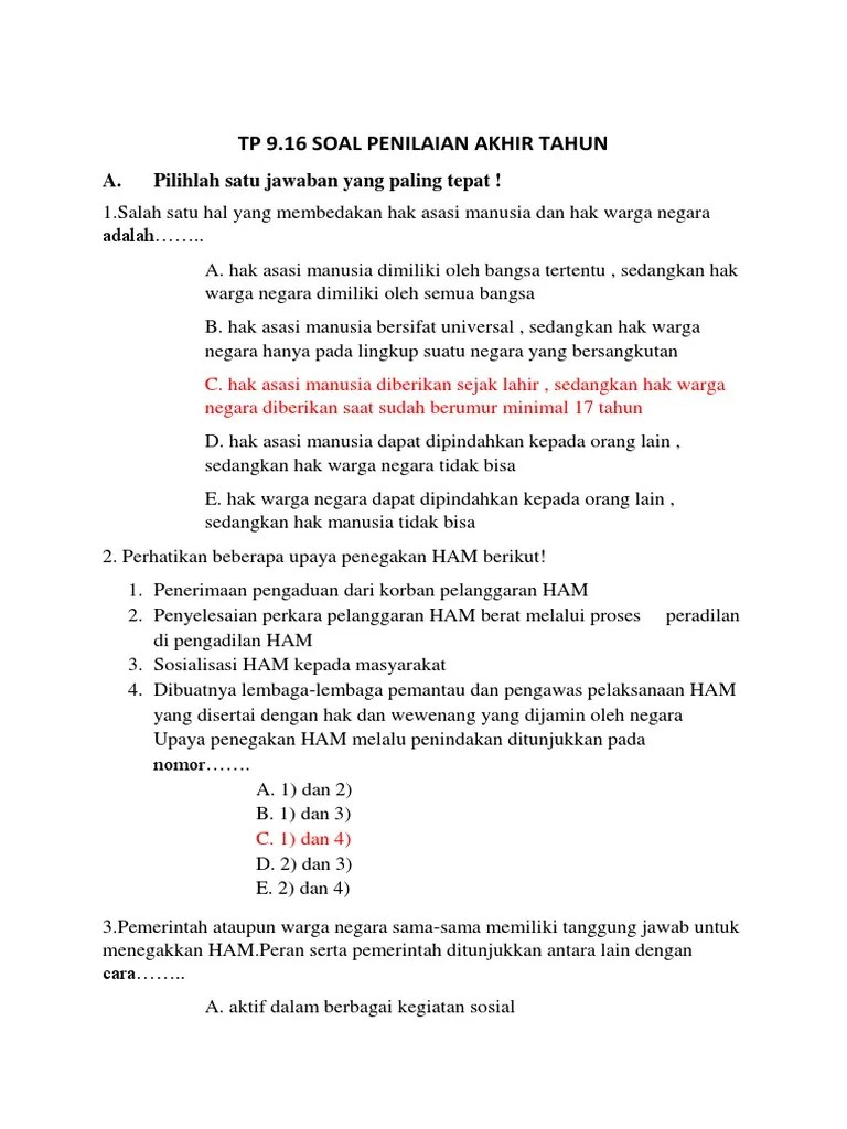 TP 9.16 Soal Penilaian Akhir Tahun | PDF