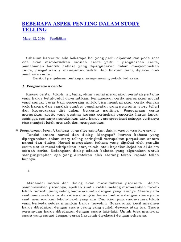 Beberapa Aspek Penting Dalam Story Telling | PDF