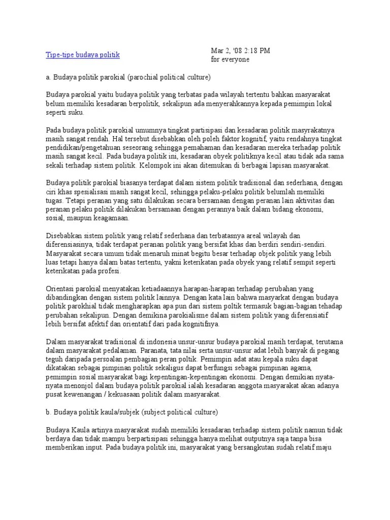 Perbedaan Budaya Politik Parokial Kaula Dan Partisipan - Berbagai Perbedaan