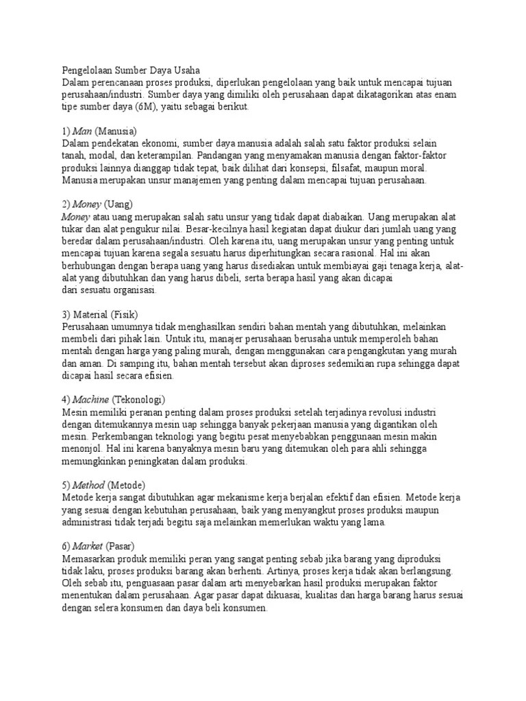 Pengelolaan Sumber Daya Usaha | PDF