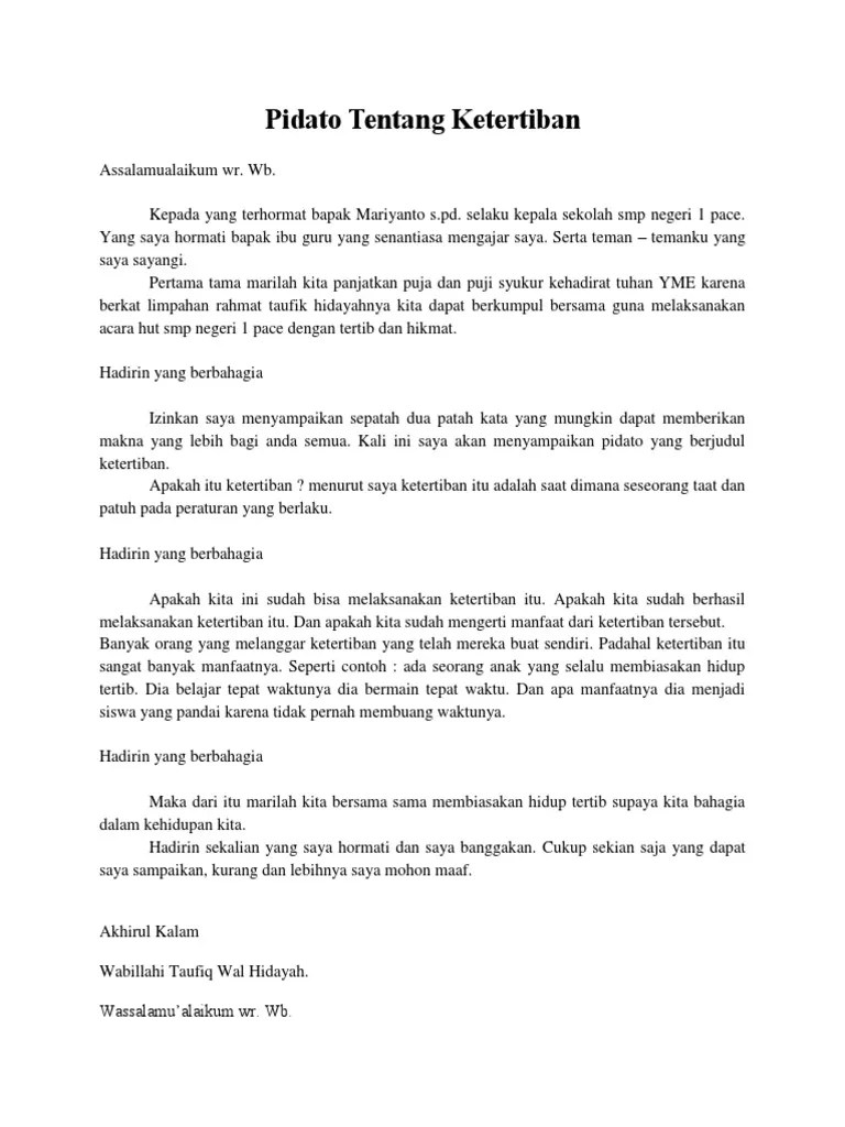 Pidato Tentang Ketertiban | PDF