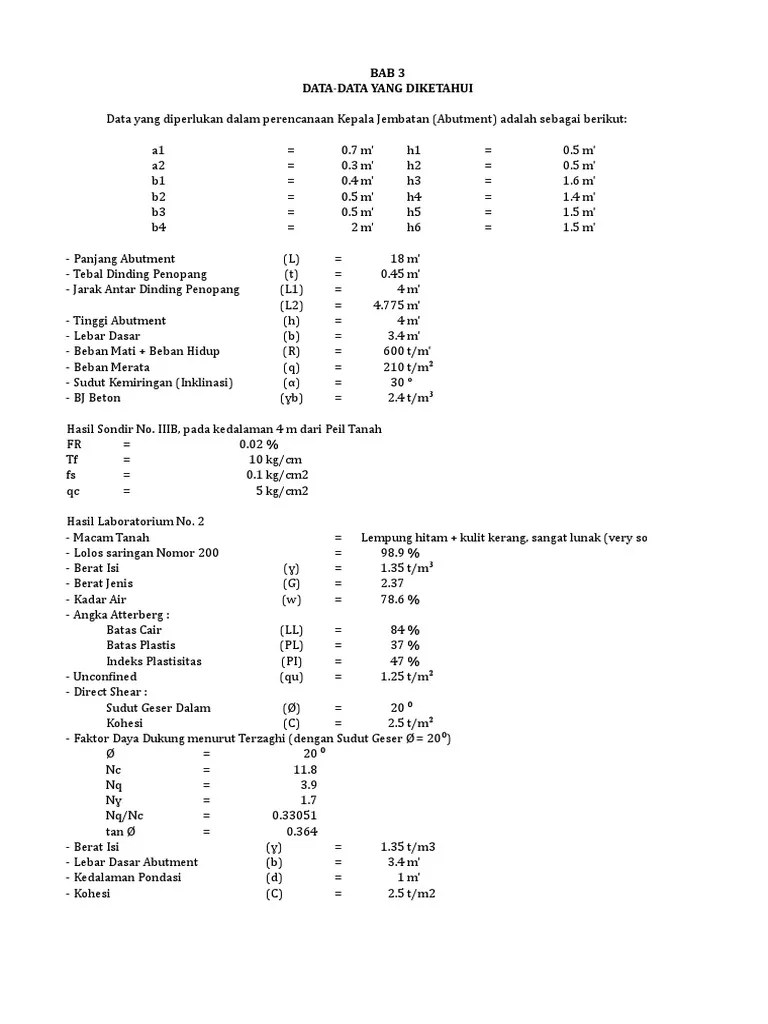 Perencanaan Abutment Jembatan | PDF