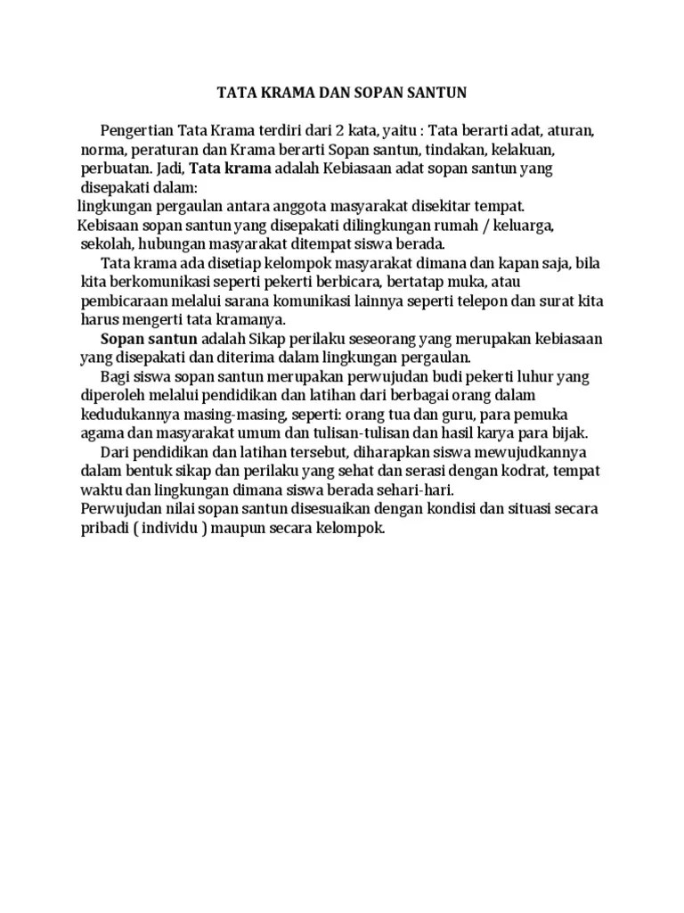 Tata Krama Dan Sopan Santun | PDF