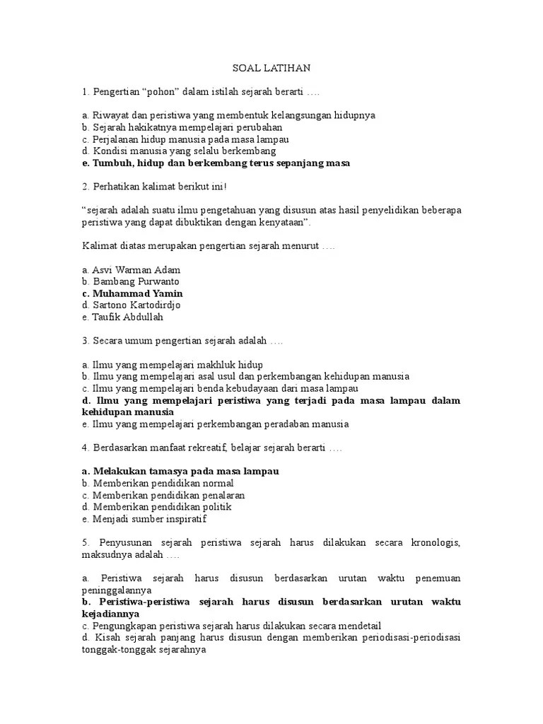 SOAL LATIHAN Sejarah Indonesia | PDF