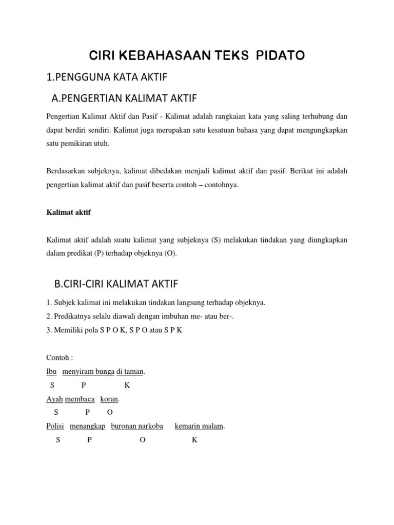 Ciri Kebahasaan Teks Pidato | PDF