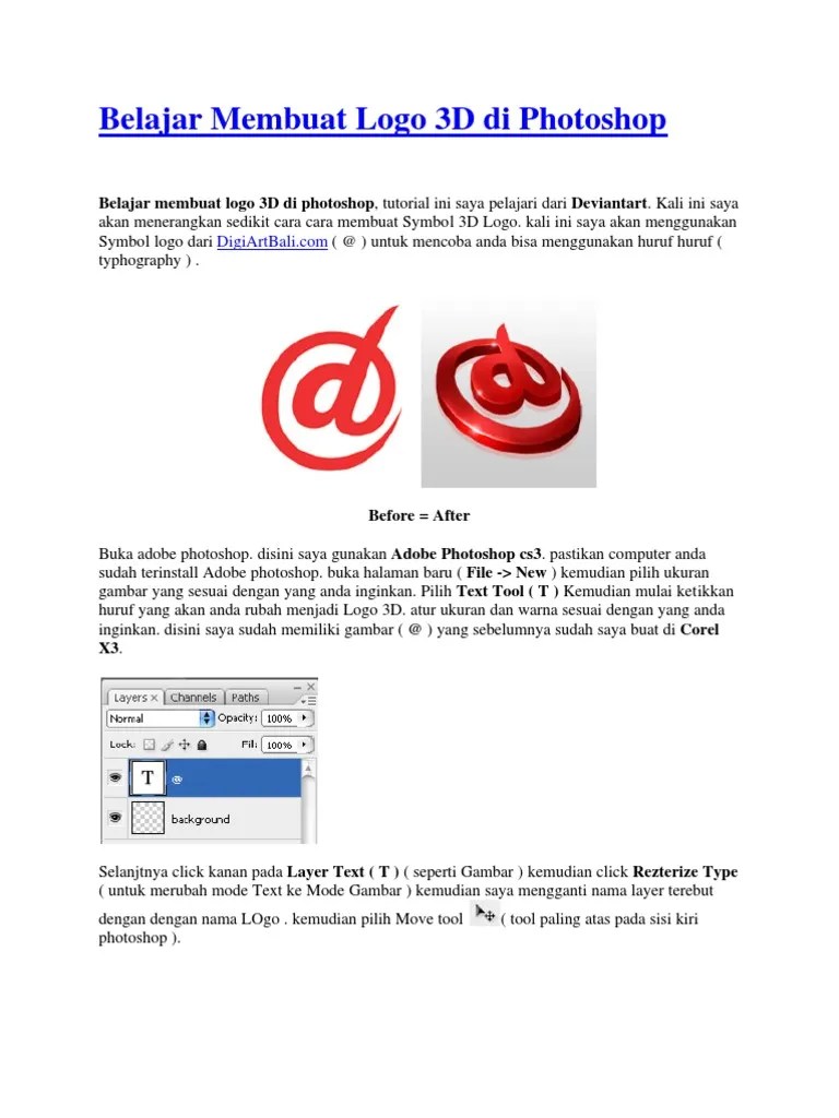 Microsoft Word - Belajar Membuat Logo 3D Di Photoshop | PDF