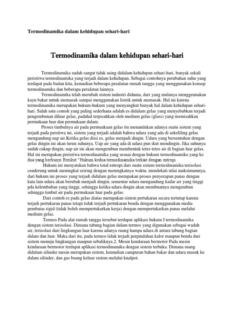 Contoh Penerapan Termodinamika Dalam Kehidupan Sehari Hari – Berbagai Contoh