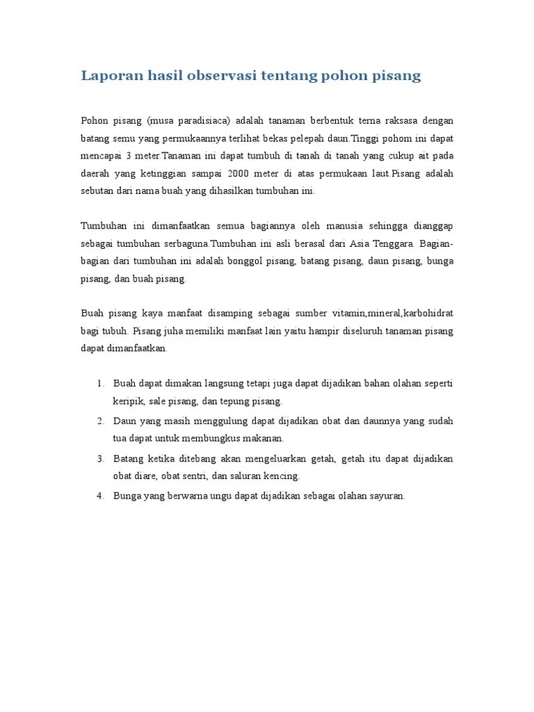 Contoh Teks Laporan Hasil Observasi Tentang Tumbuhan Mangga Singkat