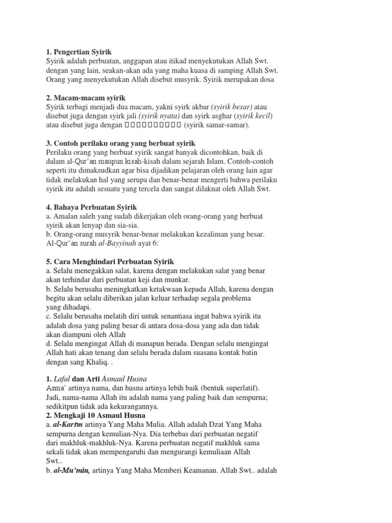 Ringkasan Materi Aqidah | PDF