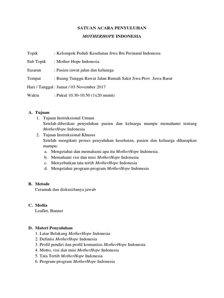 Satuan Acara Penyuluhan Mhi | PDF