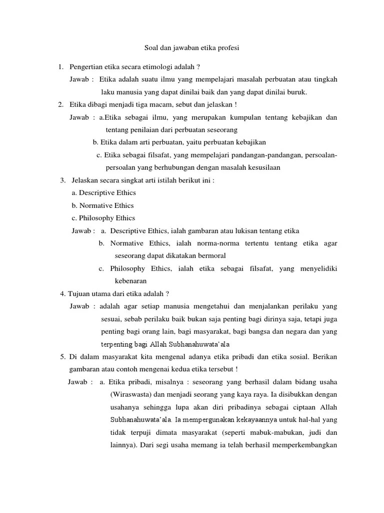 Soal Dan Jawaban Etika Profesi | PDF