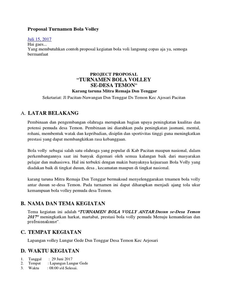 Proposal Turnamen Bola Volley | PDF
