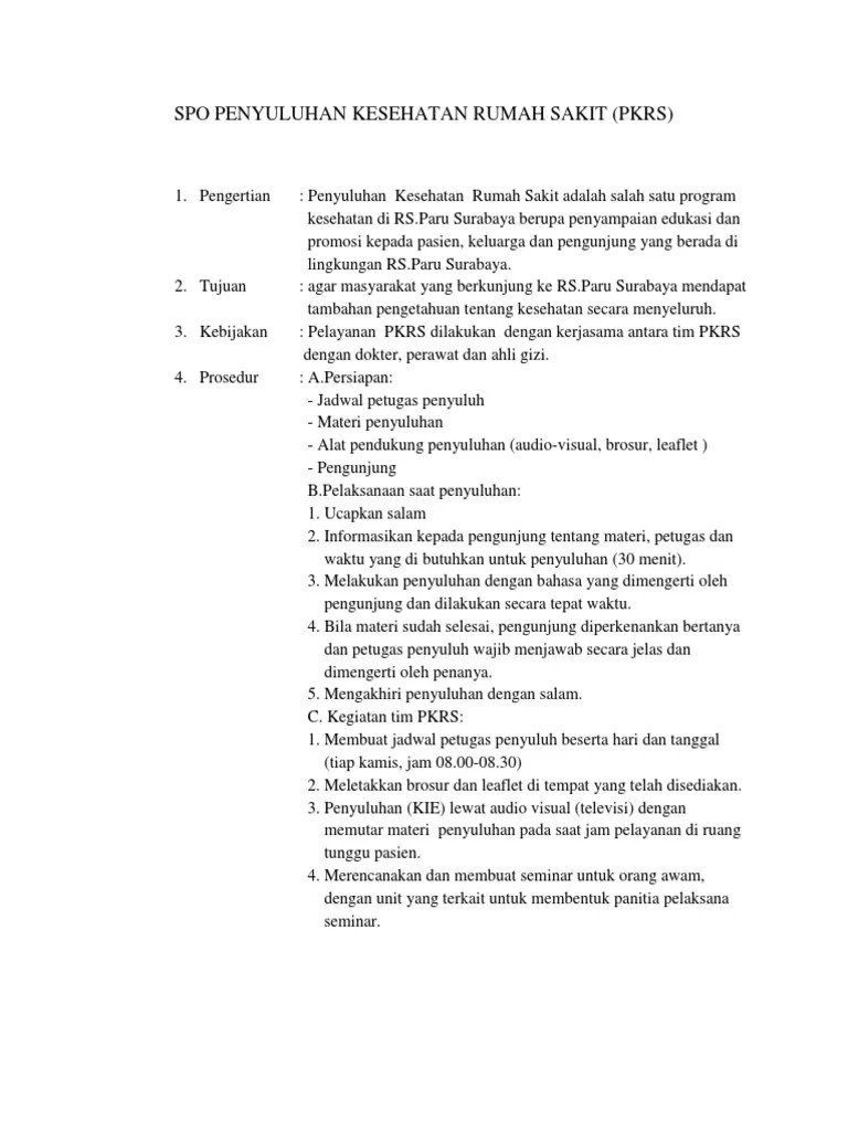 Spo Penyuluhan Kesehatan Rumah Sakit | PDF