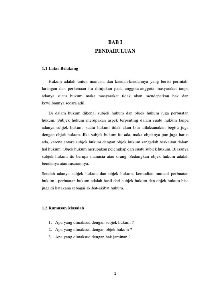 Makalah Subjek Objek Hukum | PDF