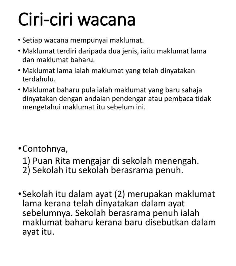 Ciri-Ciri Wacana | PDF