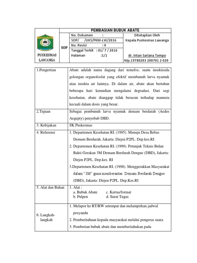 Sop Pembagian Bubuk Abate | PDF