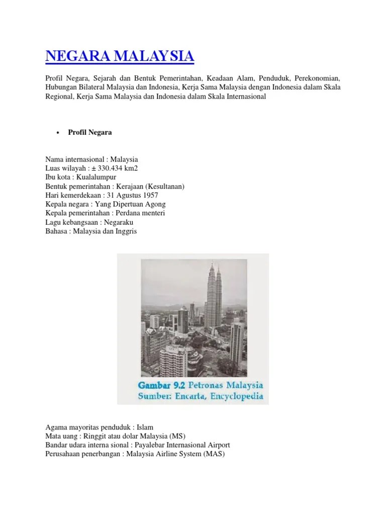 Profil Negara Malaysia | PDF