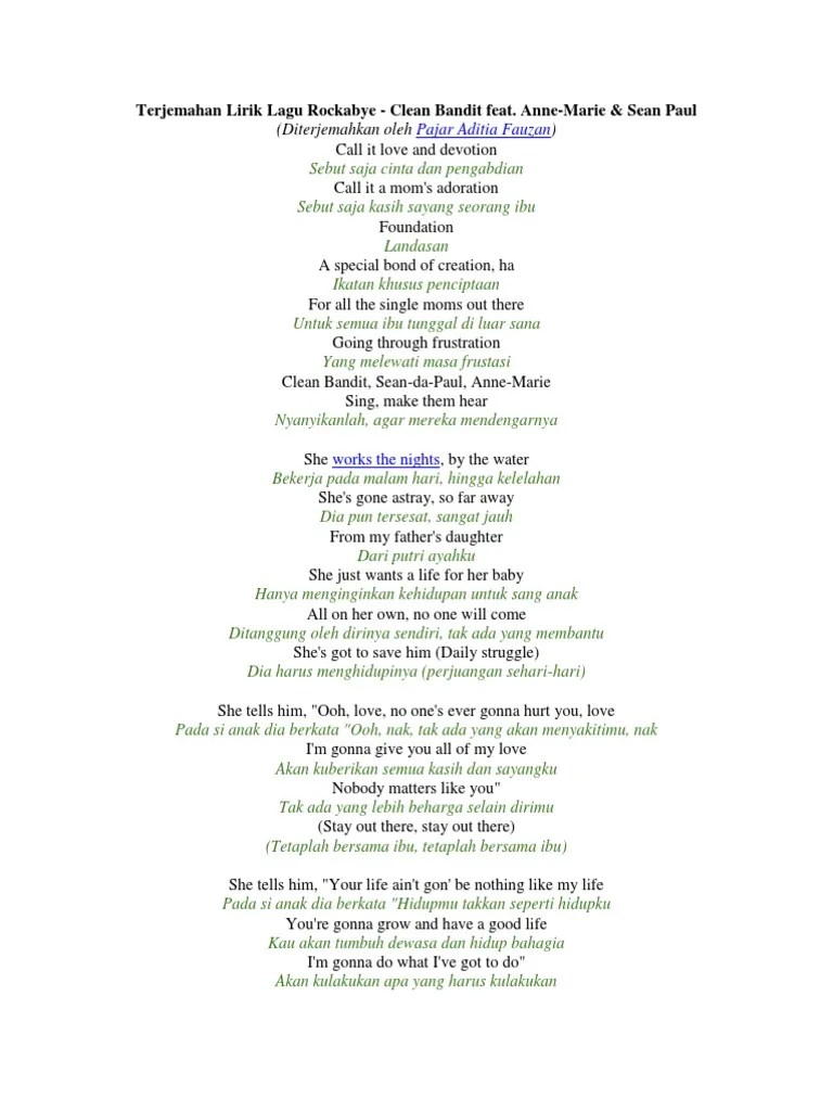 Terjemahan Lirik Lagu Rockabye | PDF