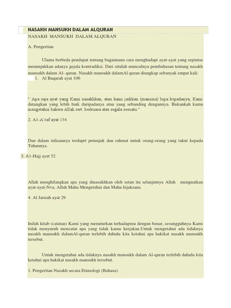Apa Itu Ayat Nasikh Dan Mansukh