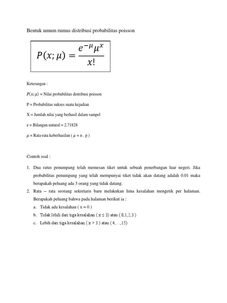 16+ Contoh Soal Distribusi Poisson - Kumpulan Contoh Soal