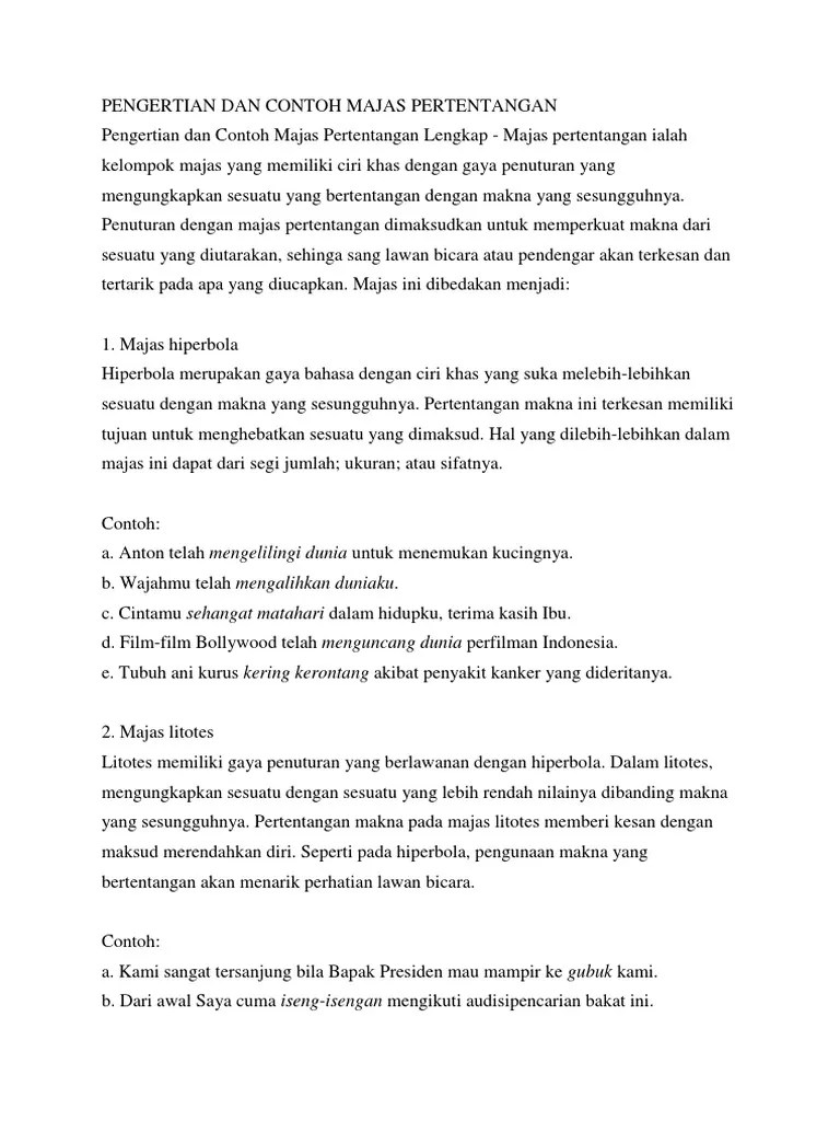 Contoh Majas Hiperbola Dan Artinya