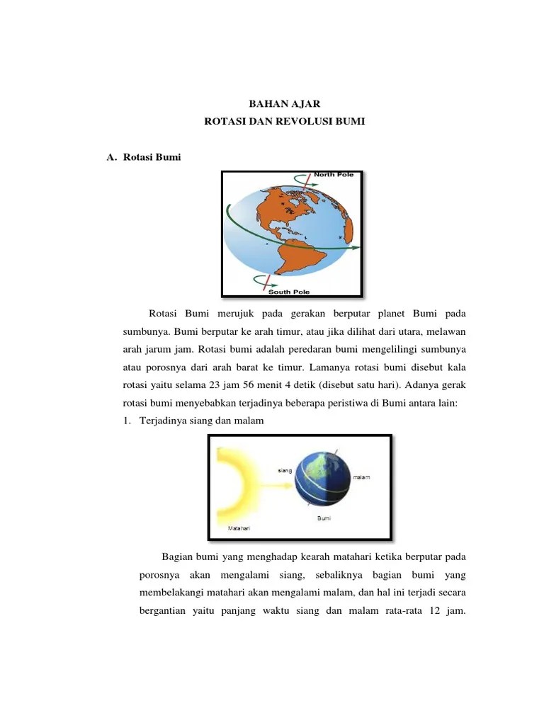 Bahan Ajar Rotasi Dan Revolusi | PDF