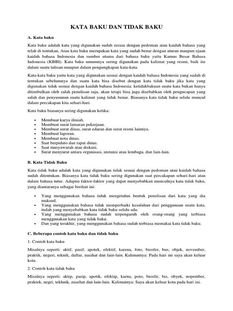 Kata Baku Dan Tidak Baku | PDF